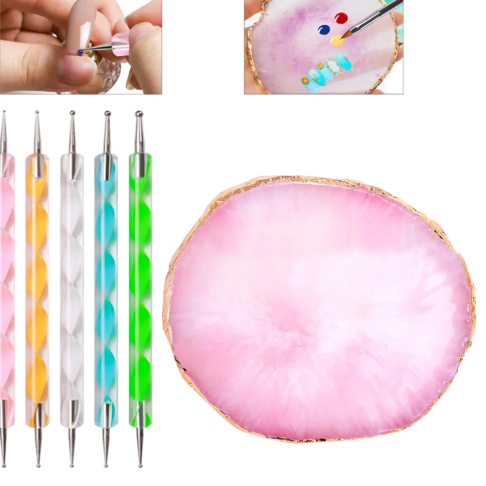 22개 네일 아트 브러쉬 세트, 양면 도트 펜 및 믹싱 팔레트, DIY 홈 살롱용 포름알데히드 프리 매니큐어 도구 키트