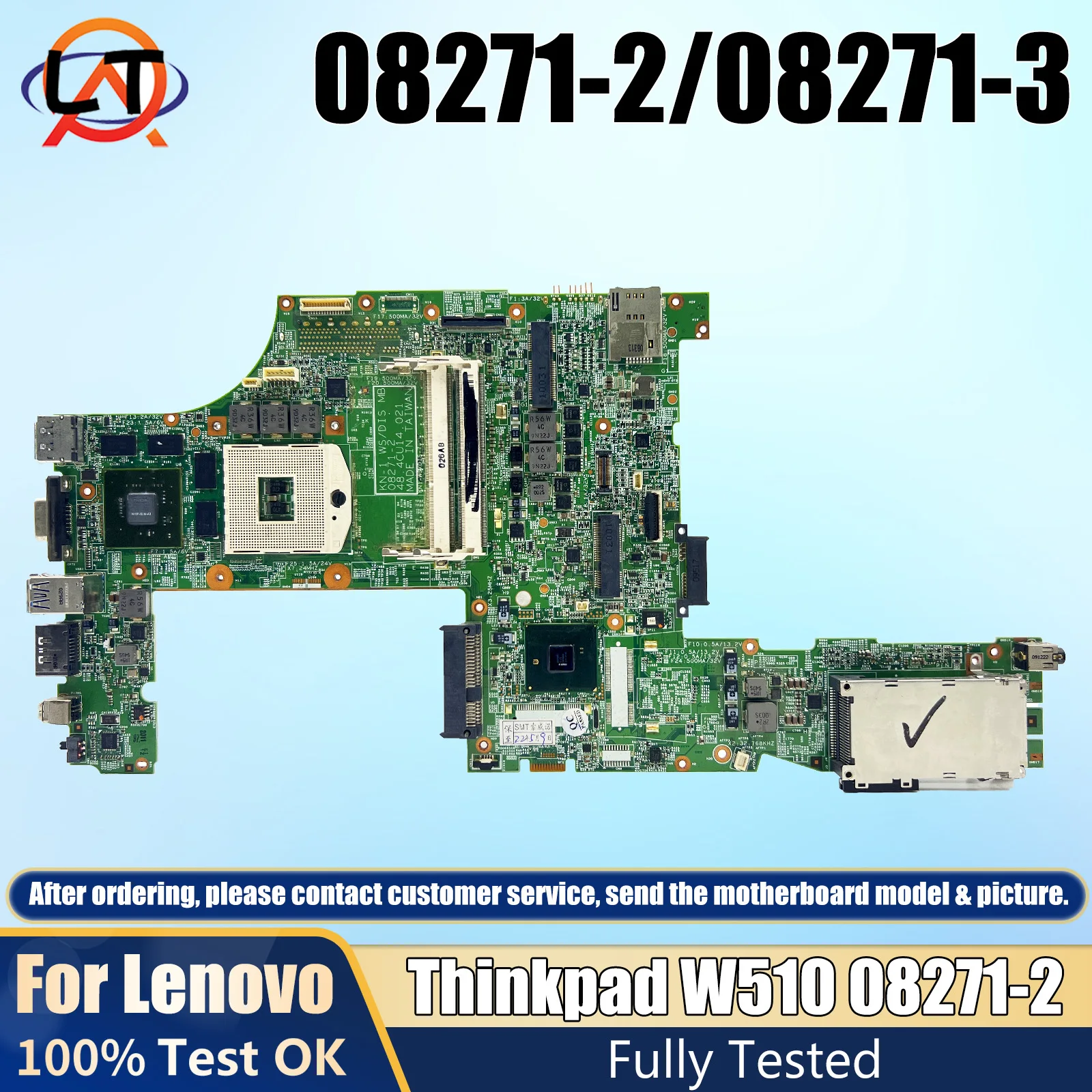 Motherboard Laptop 08271-2 untuk Lenovo Thinkpad W510 63Y1896 63Y1551 63Y2022 Mainboard 75Y4115 48.4CU14.0 QM57 N10P-GL-A3