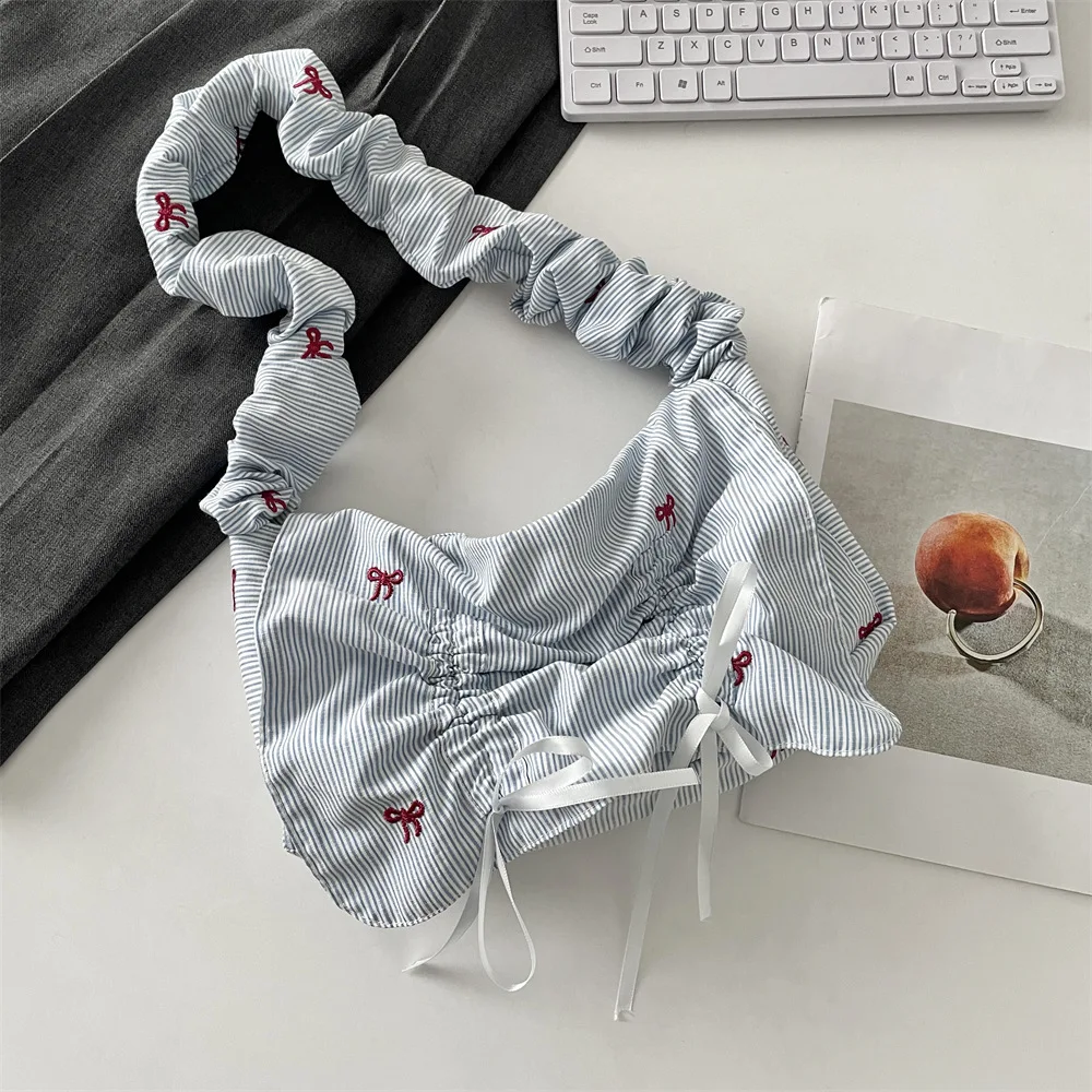 ruched-flip-cover-sacos-de-ombro-feminino-simples-listra-bowknot-bolsa-feminina-bolsas-grande-capacidade-meninas-doce-axilas-saco