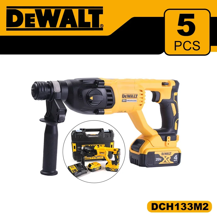 DEWALT DCH133M2 26MM 1in Brushless Cordless SDS PLUS D-Handle Rotary Hammer 20V Lithium Tools Hammer Impact Drill 5500BPM 2.6J