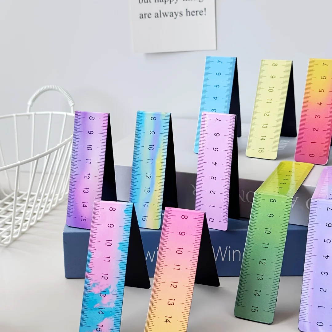 4pcs Multifunctional Magnetic Folding Ruler & Book Page Holder-Magnetic Base- Heavy-Duty CM/Inch Measurements for Office, School