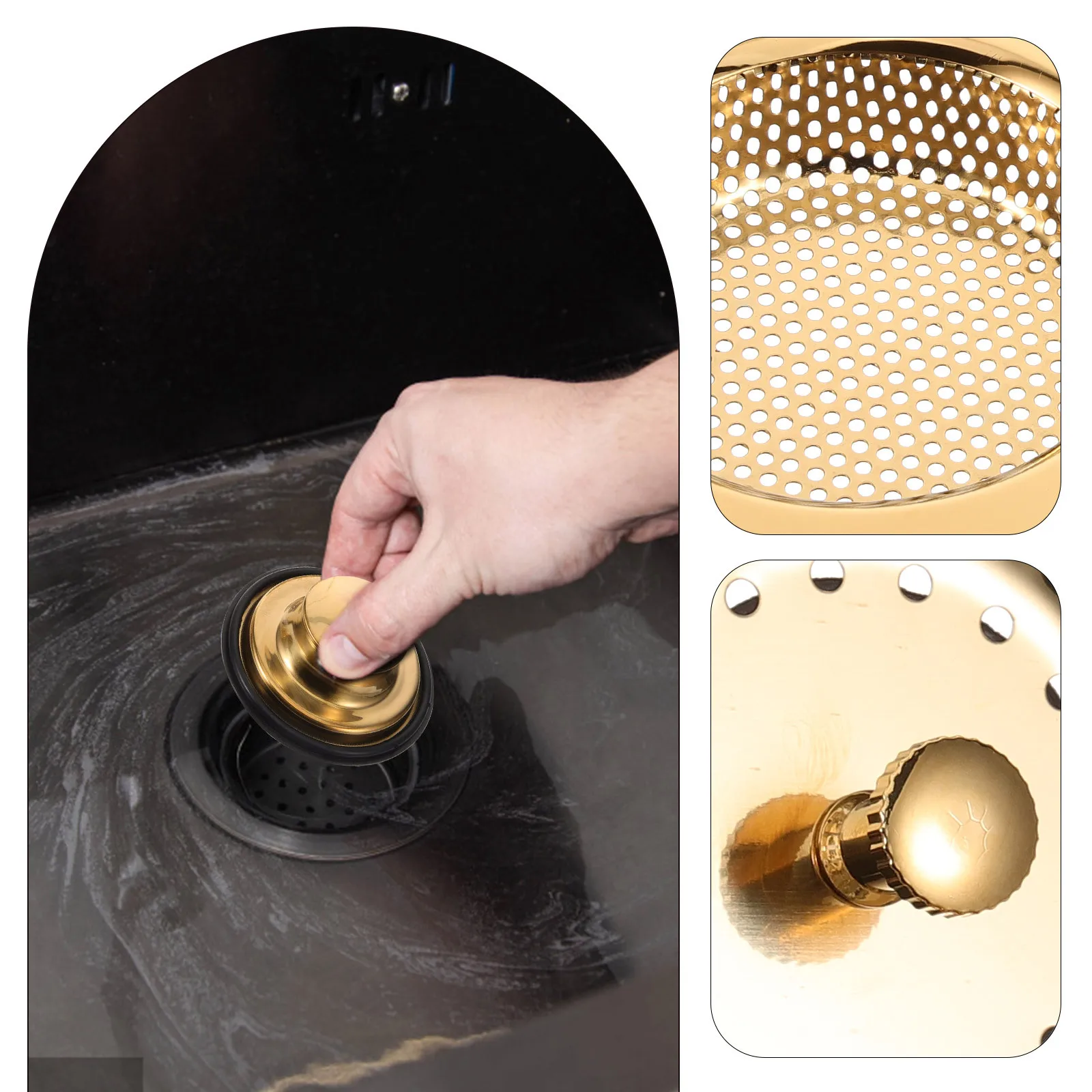 

1Set Sink Stopper Kitchen Sink Stainless Steel Durable Filter Strainer Basket Hair Catcher Drain Cover Stop Overflow