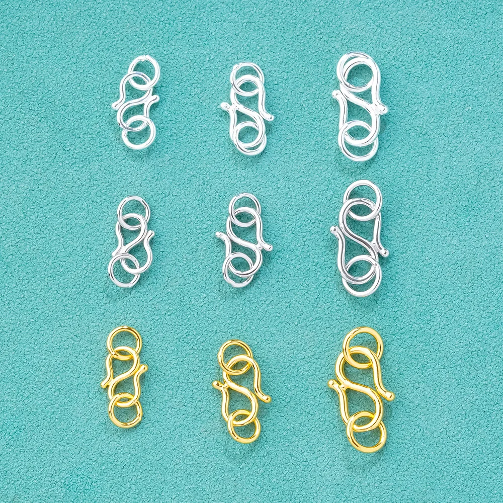 1pc925 Sterling Silver Ornament S Clasp Hooks With Rings 7x16mm Necklace Bracelets Clasp Connectors DIY Fine Jewelry Accessories