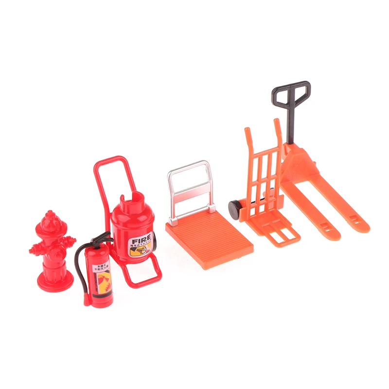 

1 Set Dollhouse Simulation Fire Hydrant Handling Tool Miniature Hand Trolley Forklift Mini Platform Cart Toy Construction Props