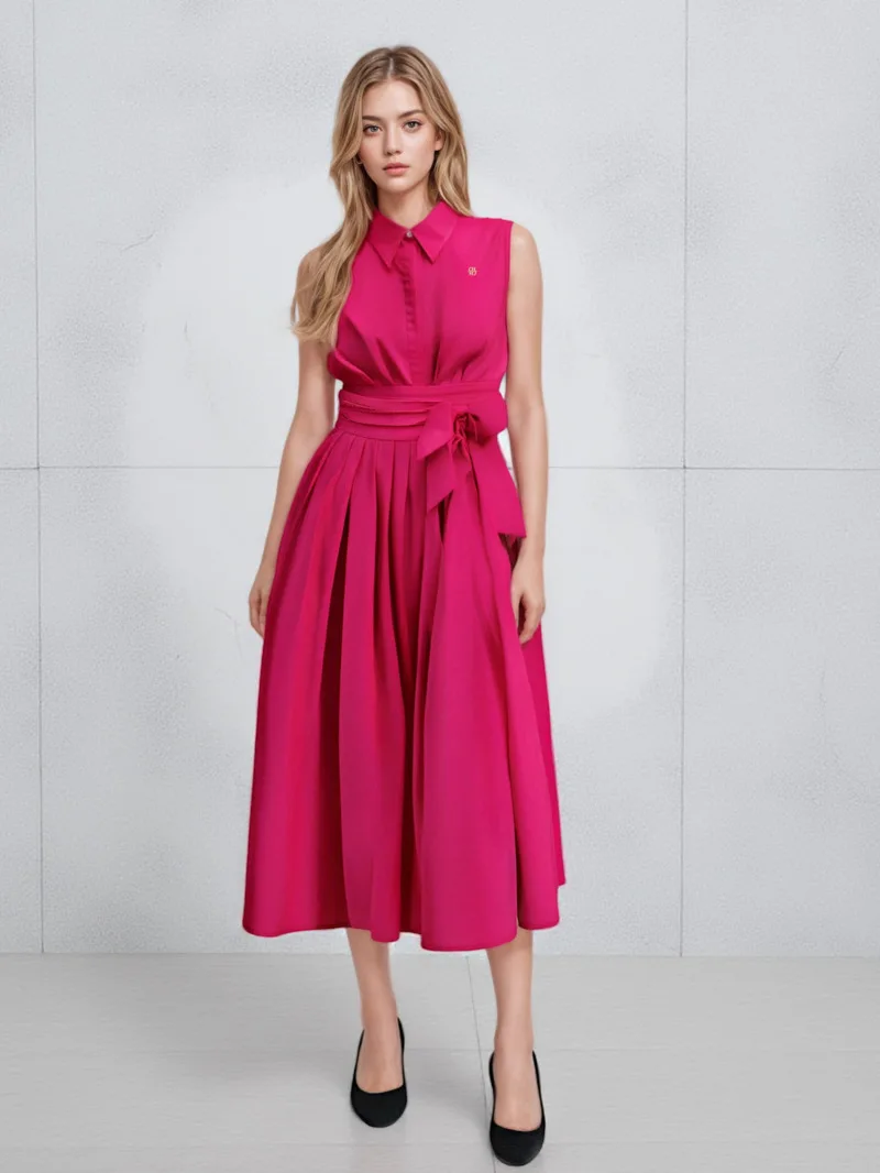 Women's Dress Summer Beach Party Sleeveless Single breasted Lace up Design Women's Long Dress fashion women dresses  NHC4