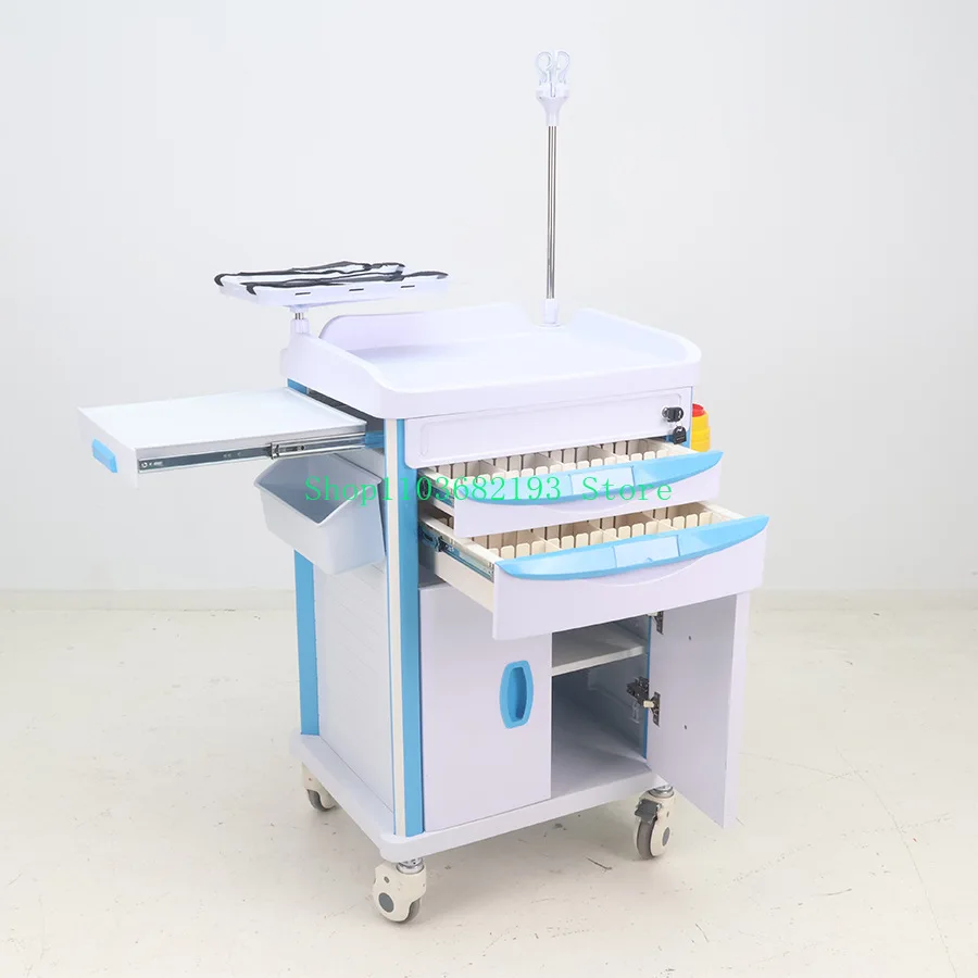 Thickened ABS Cart for Therapeutic Supplies Drip Cart, First Aid Cart Care Silent Cart