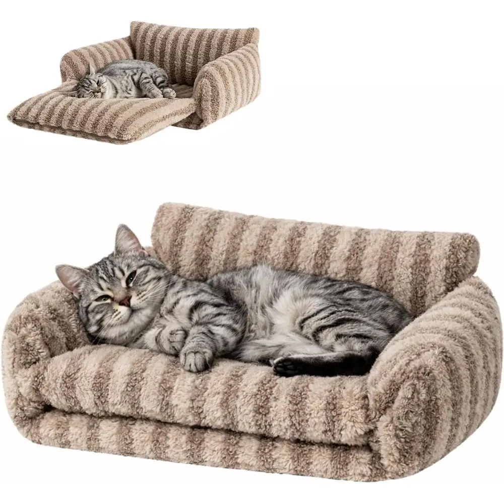 

Multifunctional Double-Layer Washable Orthopedic Nest Bed for Cats, Kittens, and Dogs up to 13lbs, Khaki, 21x15x8 inch