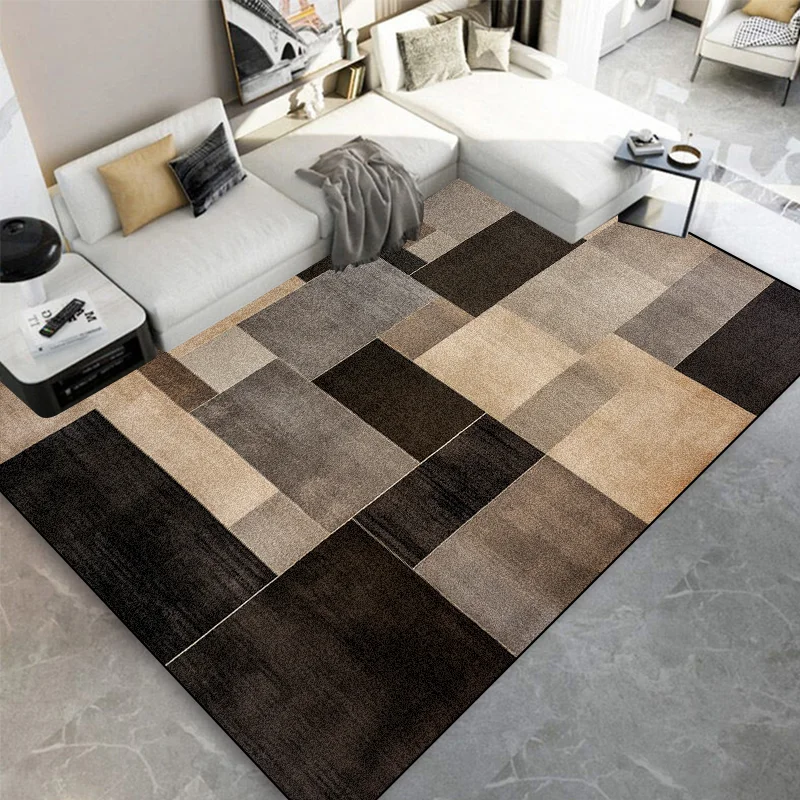 

Nordic Black Brown Carpet for Living Room Home Decorations Coffee Table Large Area Plaid Rugs Bedroom Floor Mats Children Carpet