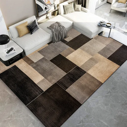 Tapis nordique noir marron pour salon, décorations de maison, Table basse, grande surface, tapis à carreaux, tapis de sol pour chambre à coucher, pour enfants