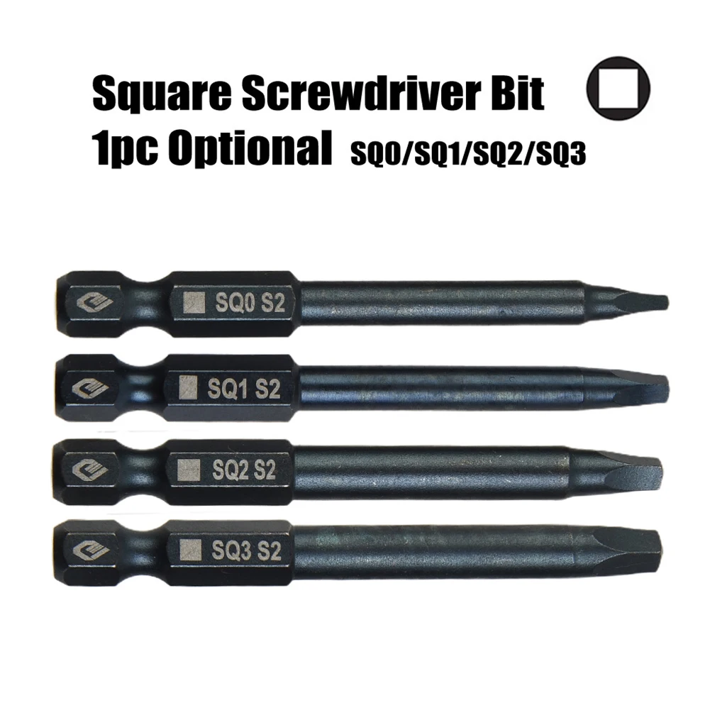 65mm Square Head Screwdriver Bit 1/4Inch Shank Magnetic Screw Driver Electric Hand Tool Screwdriver Bit SQ0 SQ1 SQ2 SQ3