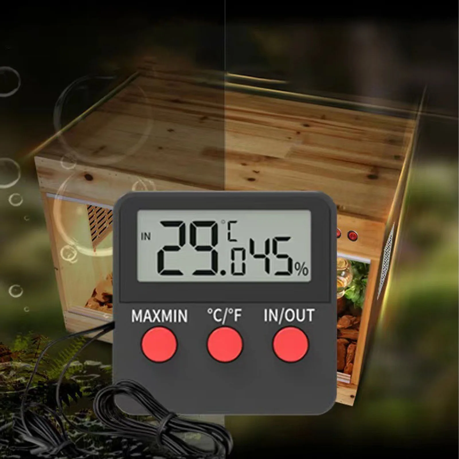 Temperature and Humidity Meter High Sensitivity Digital Hygrometer Monitor 2 External Probes 10-95%RH for Reptile Water