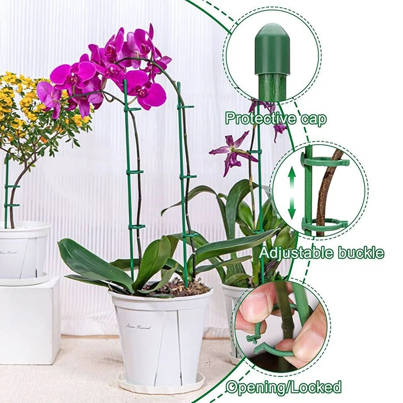 10Pcs Plant Support Sticks Flower Holder Clips Orchid Rod Plant Sticks For Supporting Climbing Plant Tomato Gardening Supplies