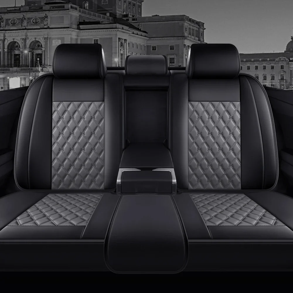 

PU Leather Car Rear 3 Seat Rhombic Embroidery 3D Sterling Both Side Wings Comfortable Decompression Anti-skid Bottom