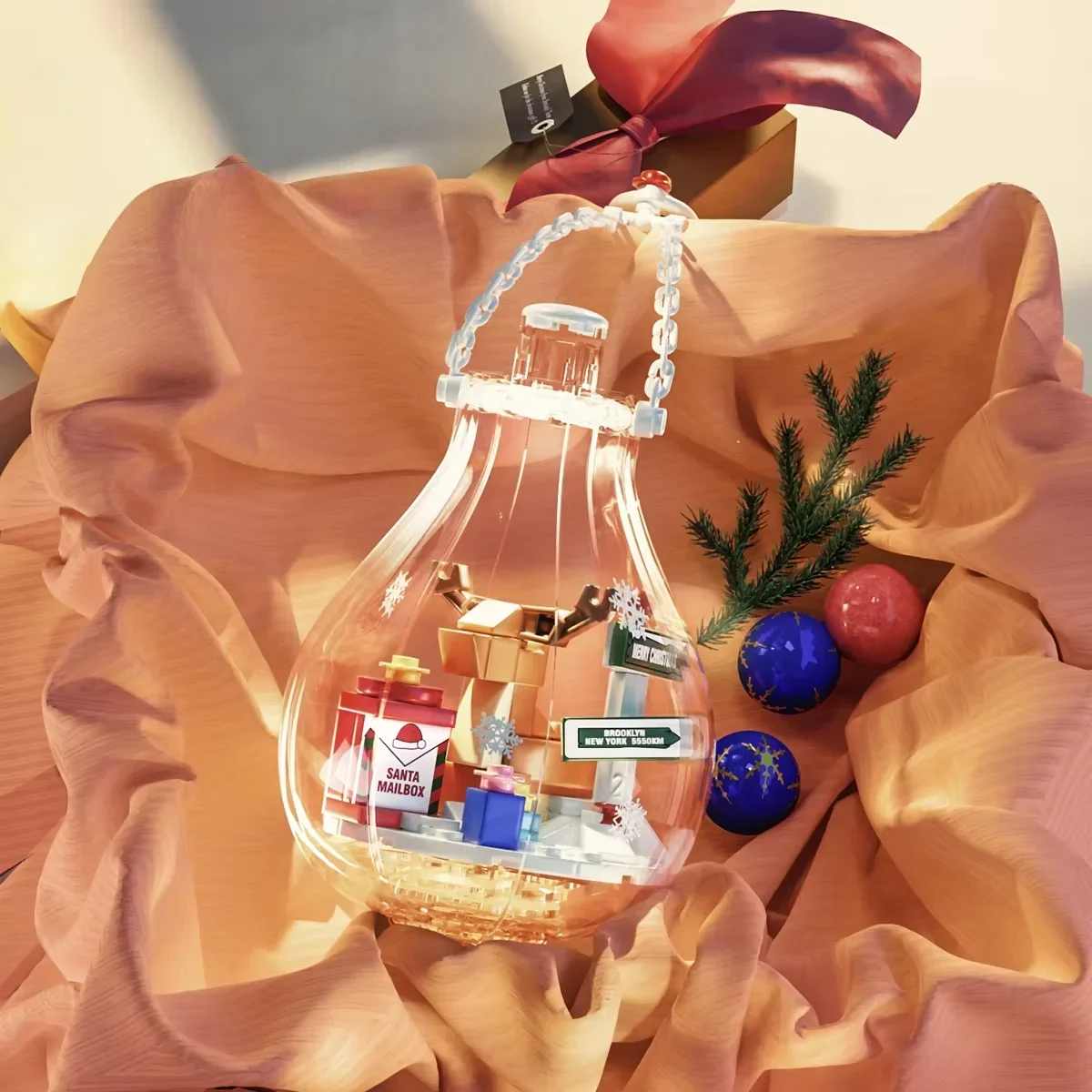 크리스마스 전구 마이크로 블록 장식 DIY 미니 브릭스 크리스마스 산타클로스 축제 홈 파티 장식 미니어처 장난감 선물