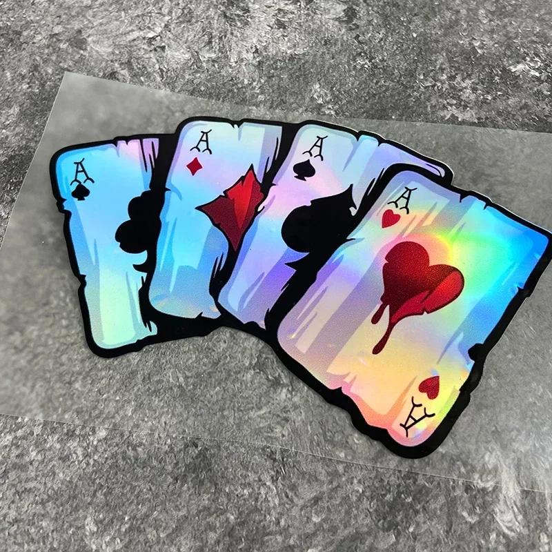 Reflective Laser Poker Motorcycle Stickers Waterproof DIY Motorbike Side Panels Fuel Tank Fairing Vinyl Decal Playing Card Decor image 2