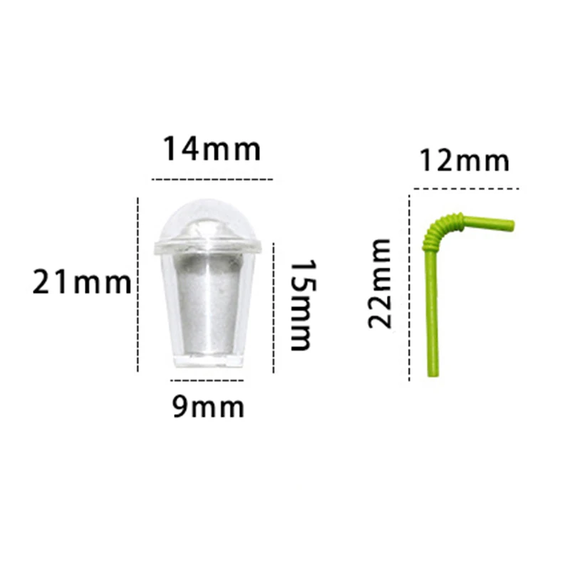 Miniatura Colorido Bebida Palhas, Mini Palha, Copo De Plástico Transparente, Café Milke Cup, Bebida Brinquedo, Dollhouse Acessórios, 1:12