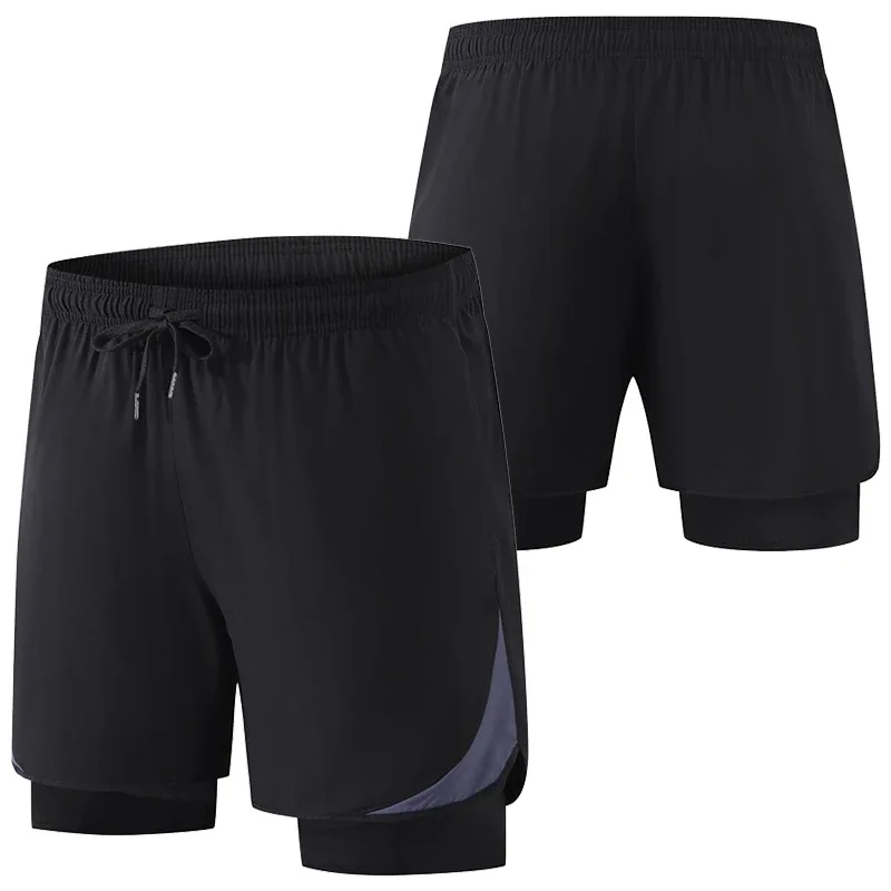 Pantalones de entrenamiento de Kickboxing para hombre, bañadores, pantalones de gimnasio, Jogging, culturismo, mallas deportivas, pantalones cortos de compresión de secado rápido, 2 en 1