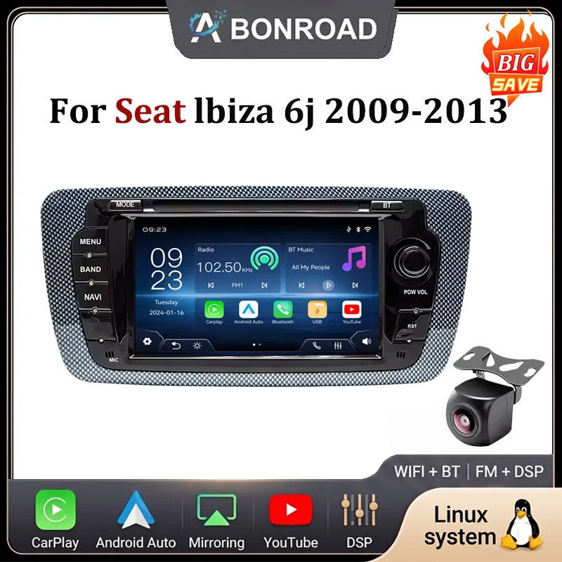 7'' Wireless CarPlay Android Auto Radio For Seat Ibiza 6j 2009-2013 GPS Navigation DSP Bluetooth WiFi Car Stereo Multimedia Video Player