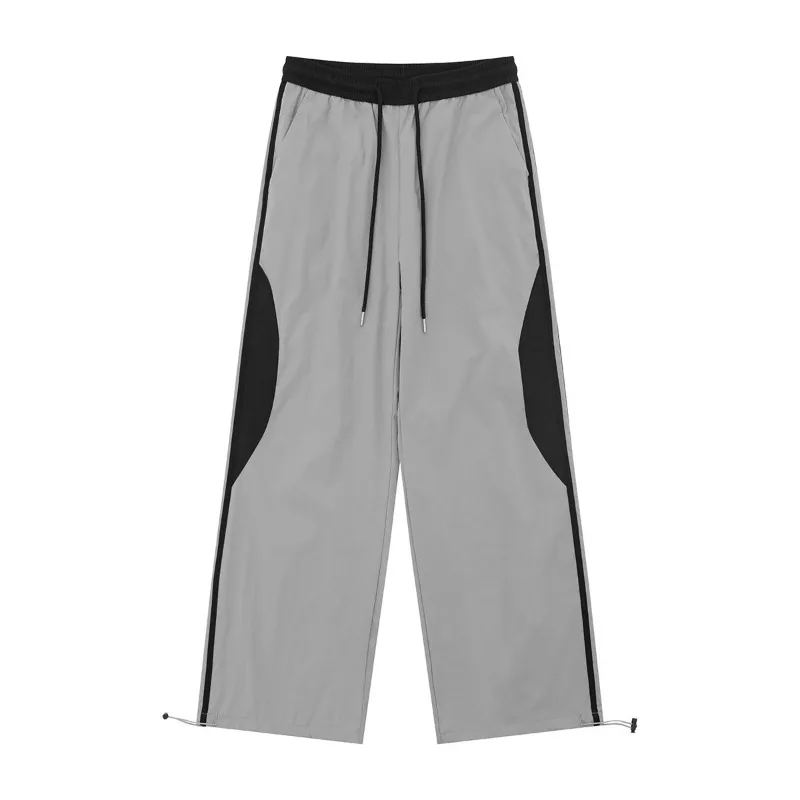 Pantaloni da donna minimalisti per il pendolarismo primavera estate tasche con coulisse impiombate pantaloni larghi Casual a vita alta dritti larghi