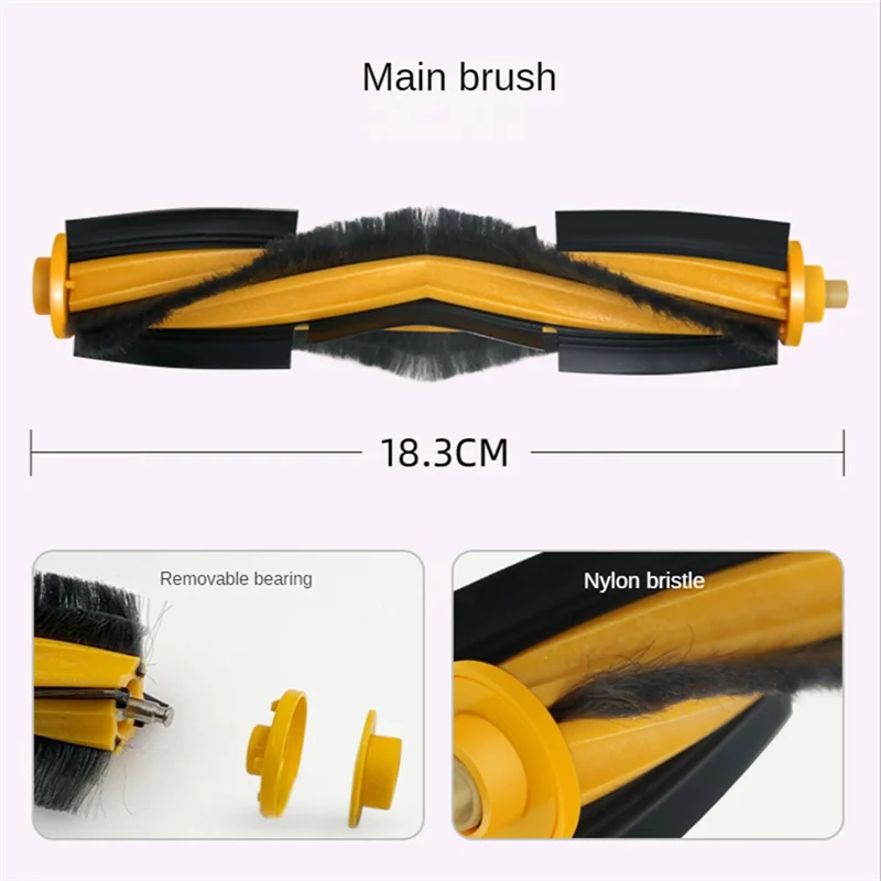 كاسحة الفرشاة الرئيسية غطاء الفرشاة الرئيسية فرشاة جانبية فلتر Hepa قطع غيار ممسحة لـ Ecovacs Ozmo T9 #6