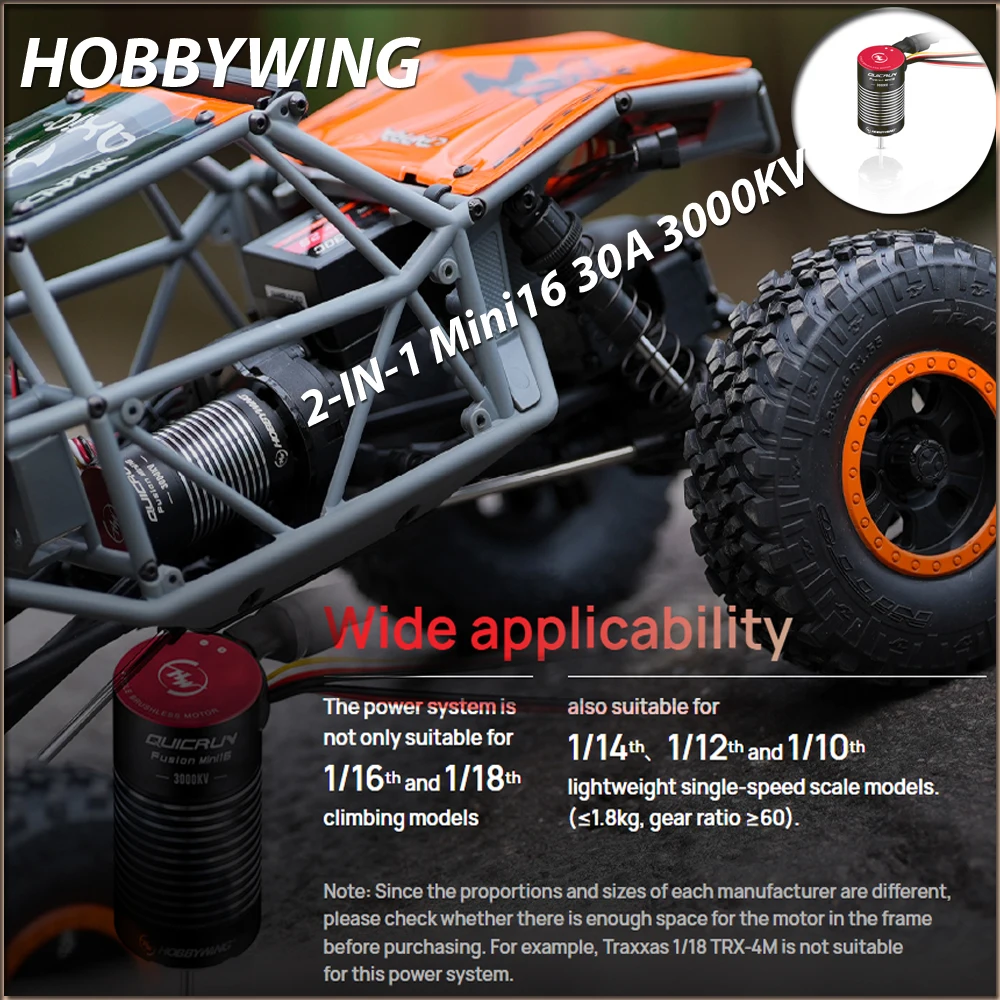 

1/16 1/18 RC Climbing Crawler Car Parts HobbyWing QUICRUN Fusion Mini16 3000KV Brushless Sensored 2-in-1 Motor ESC Combo set