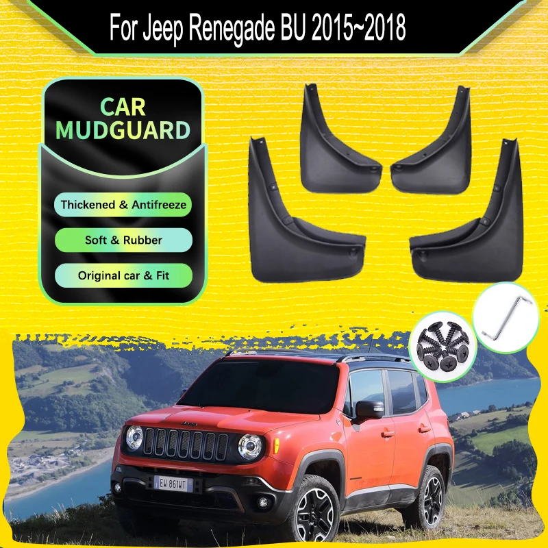 

For Jeep Renegade BU 2015~2018 Car Mudguards Stylings Fender Flares Splash Guard Duraflaps Set Car Accessories Partes Exteriores