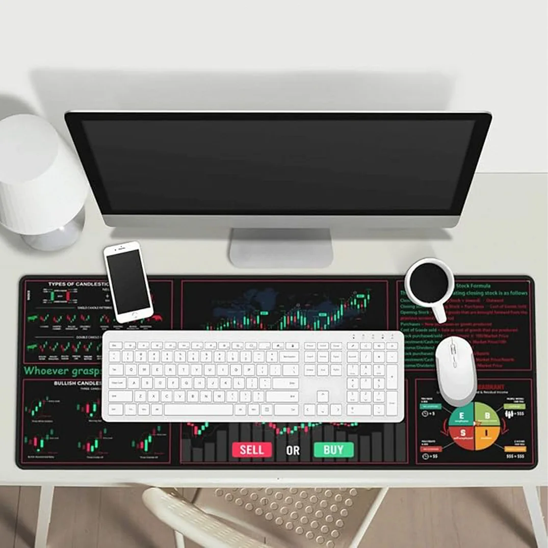 Stock Market Mouse Pad Investing Guidance for Beginners Finance Gifts for Day Trader Investor Large Desk Mat for Keyboard