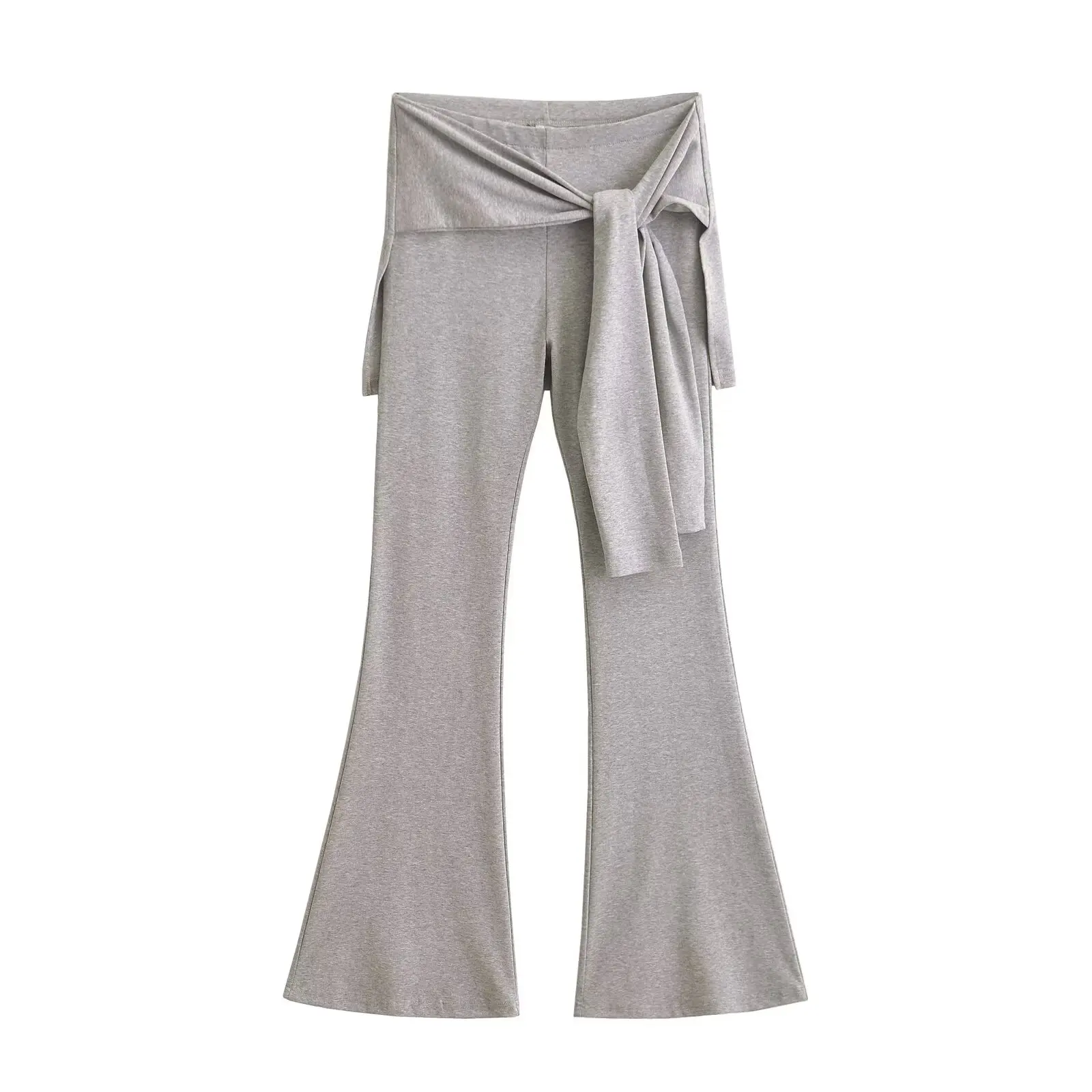 Street Sle Fake Two-Piece Belted Micro Flared Yoga Pants Women's Spicy Girl Long Trousers Slimming Design Casual Pants