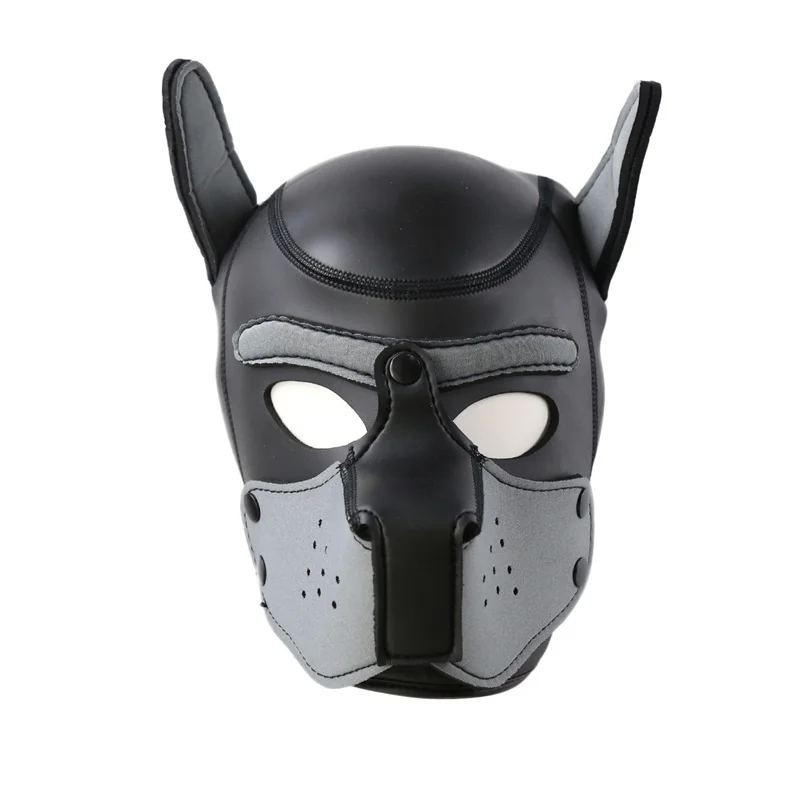 Puppy Cosplay Costumes of XL Code Brand New Increase Large Size Padded Rubber Full Head Hood Mask with Collar for Dog Roleplay