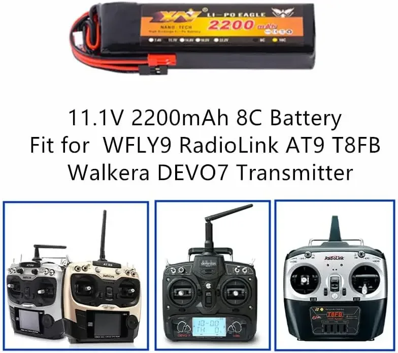 Аккумулятор LiPo 11.1V 2200mAh 8C для передатчиков Walkera DEVO 7, WFLY9, RadioLink AT9, Radiolink T8FB и пультов дистанционного управления Аккумулятор LiPo 11.1V 2200mAh 8C для передатчиков Walkera DEVO 7, WFLY9, RadioLink AT9, Radiolink T8FB и пультов дистанционного управления