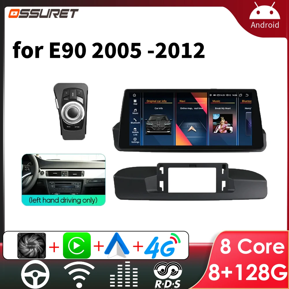 10,25 Zoll Multimedia-Player für BMW 3er E90 2005–2012, Linkshänder, Autoradio, Carplay, Android, Auto, GPS, WLAN, Video