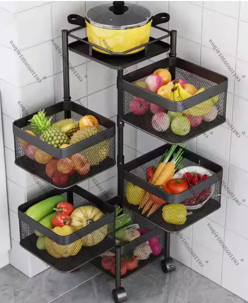 

Кухонная квадратная полка на колесиках, вращающаяся подставка для хранения, 3/4/5-уровневая вращающаяся практичная тележка для кухни