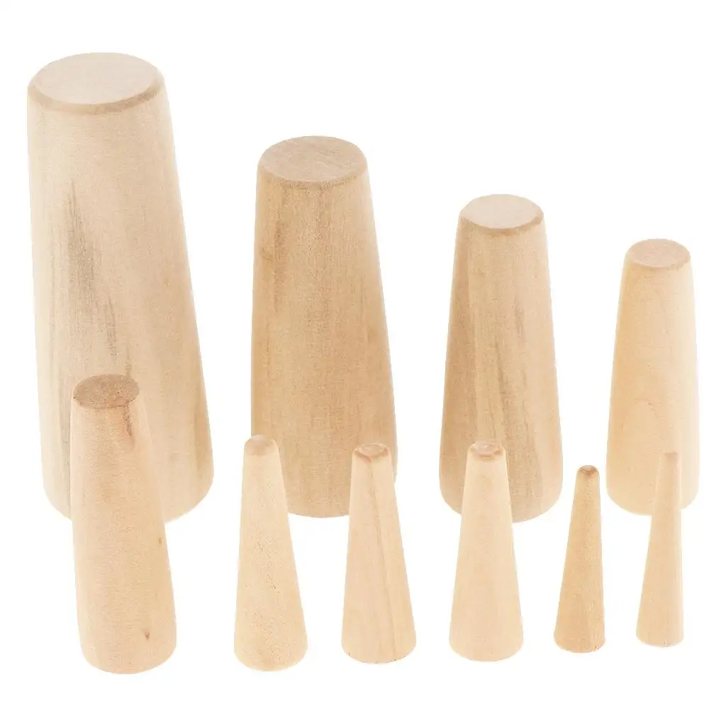 Juego de 10 Tapones Cónicos cónicos marinos a través del casco, Kit de tapones de madera blanda de emergencia, tapón de drenaje (madera)