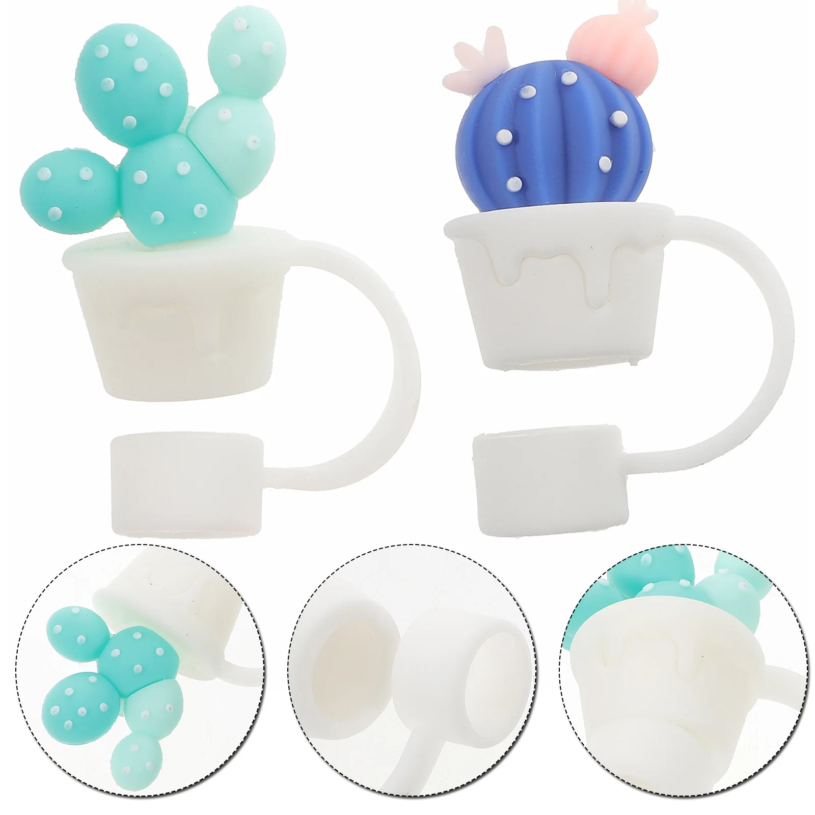 2 Pcs Silicone Straw Cover Creativity Cute Topper Cap Decorations Tips Plug Silica Gel End Protectors Accessories