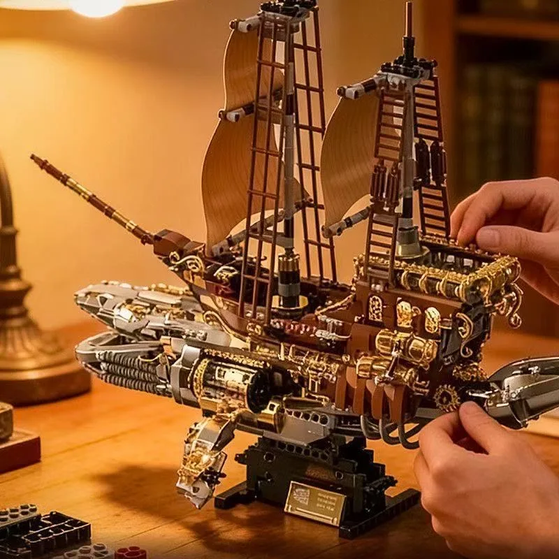 

1979PCS creative retro steam sailing boat assembly toy birthday gift