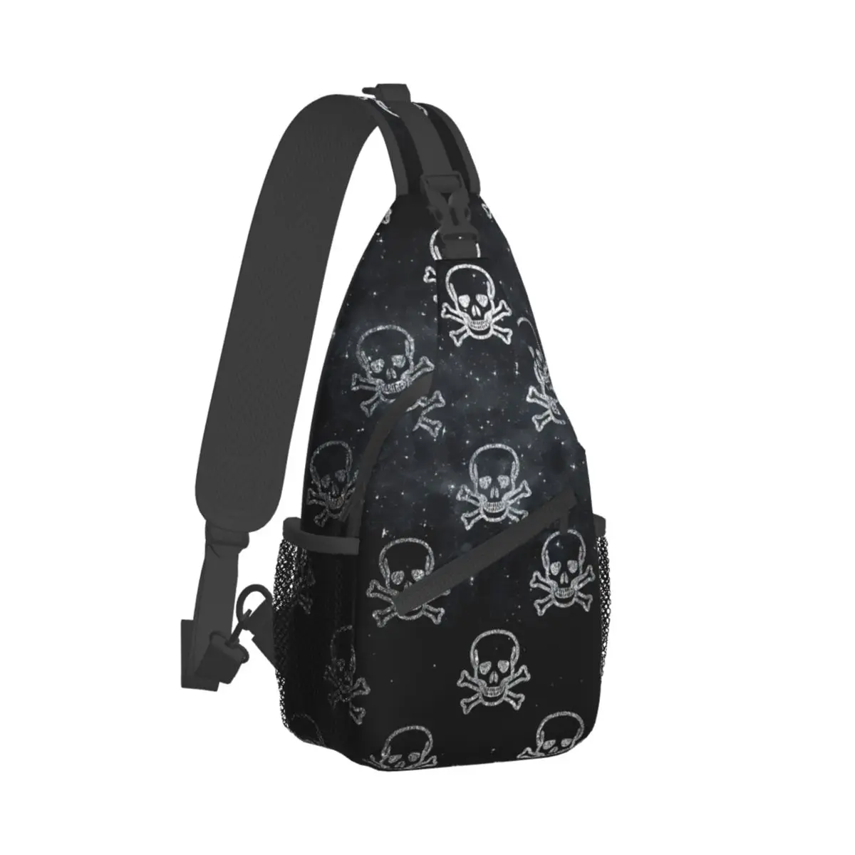 Silver Skull Squelette Crossbody Chest Bags Pockets Travel Pack Messenger Sports Teens Shoulder Bag Unisex