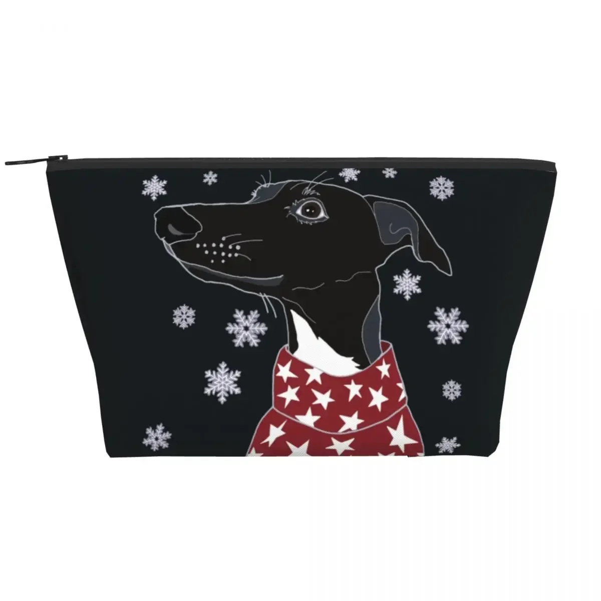 

Cute Winter Whippet Travel Cosmetic Bag Women Lurcher Greyhound Dog Makeup Toiletry Organizer Lady Beauty Storage Dopp Kit