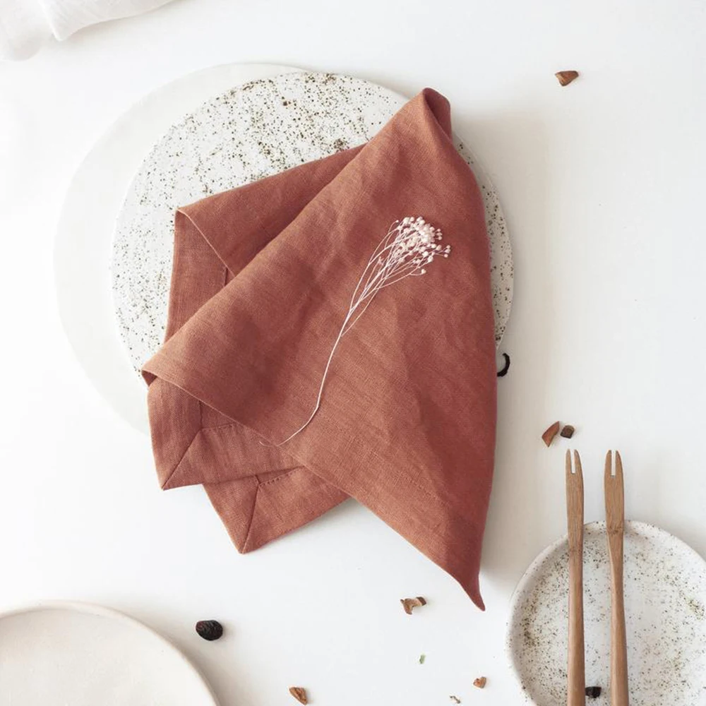 

12pcs Pieces Linen Napkins Hemstitch Napkin Natural Linen Dinner Napkins Custom Table Napkins For Party Wedding 45x45cm