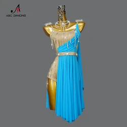 Girls Midi Dress Latin Dance Skirt 2026 New Prom Womens Line Clothes Female Suit Competition Dancewear Party Sexy female Costume