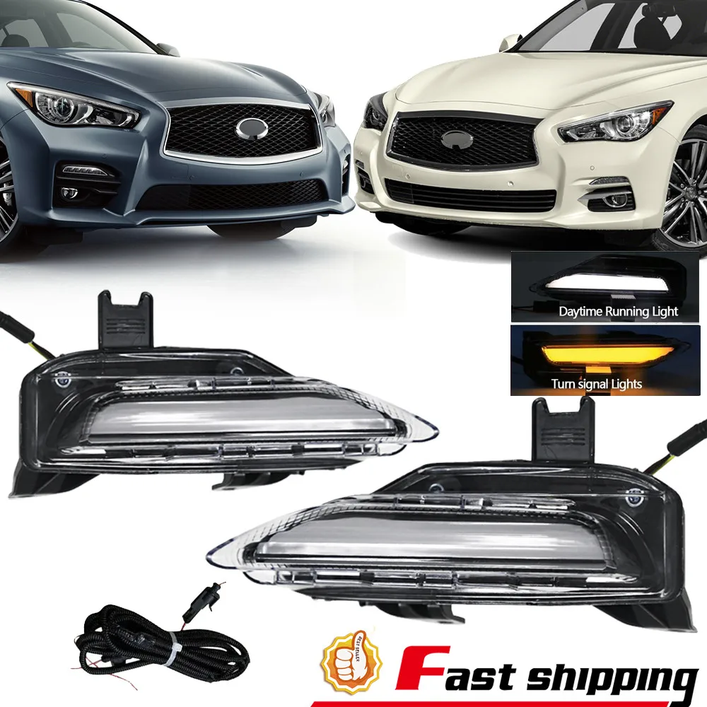 

Front Bumper Fog Lamp DRL Signal Lights Fit 2014-2020 Infiniti Q50 Q50S Sport