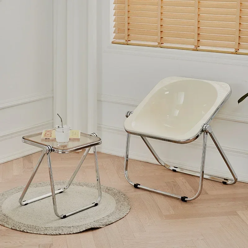 Creative Coffee Table, Transparent Plastic Bedside Table, Folding Design Side Table, Multi-Scene Home Bedroom Side Table