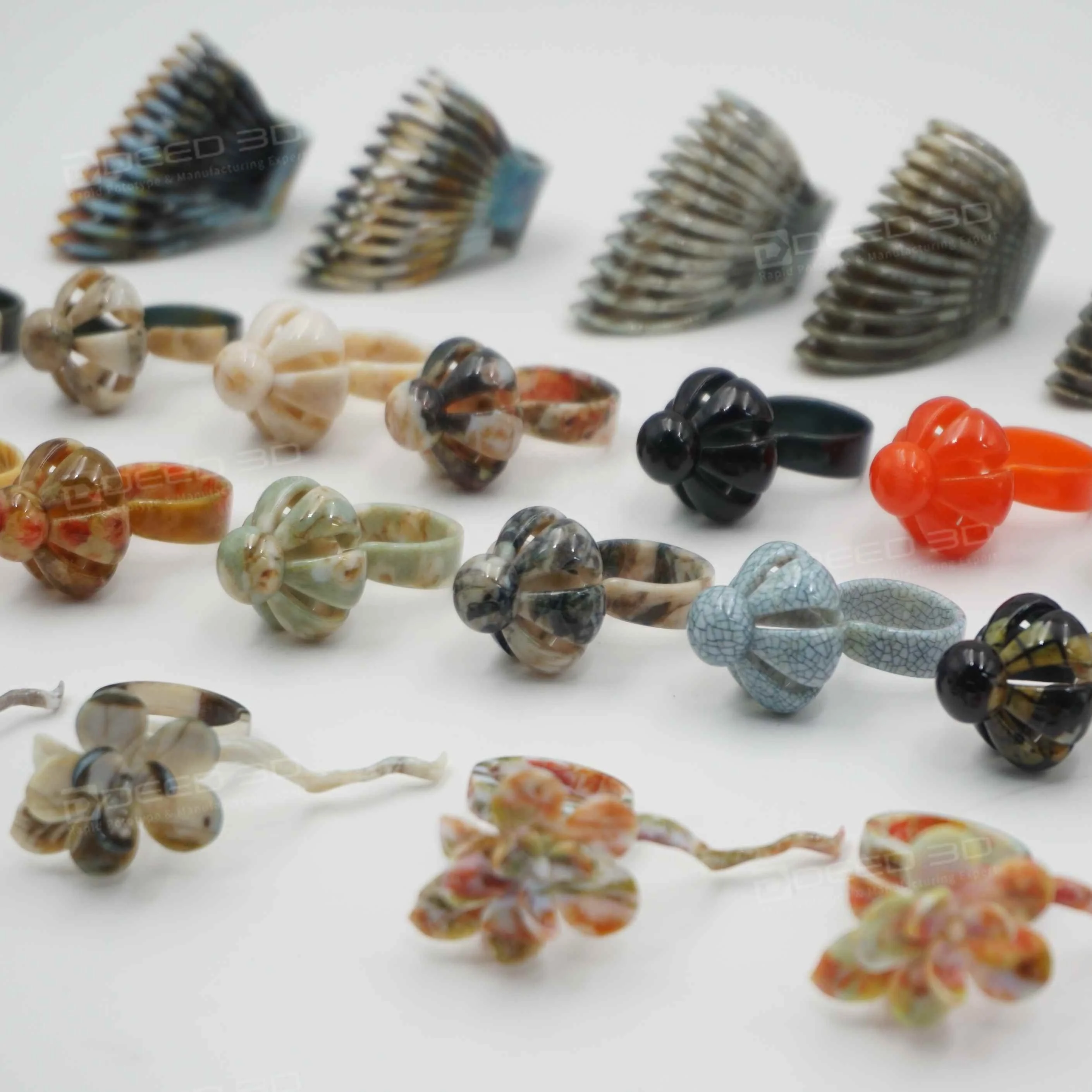 3D Print Customization Jewelry Art Craft Full Color Ring Necklace Multi-color Plus Transparent Polyjet High Quality Resin