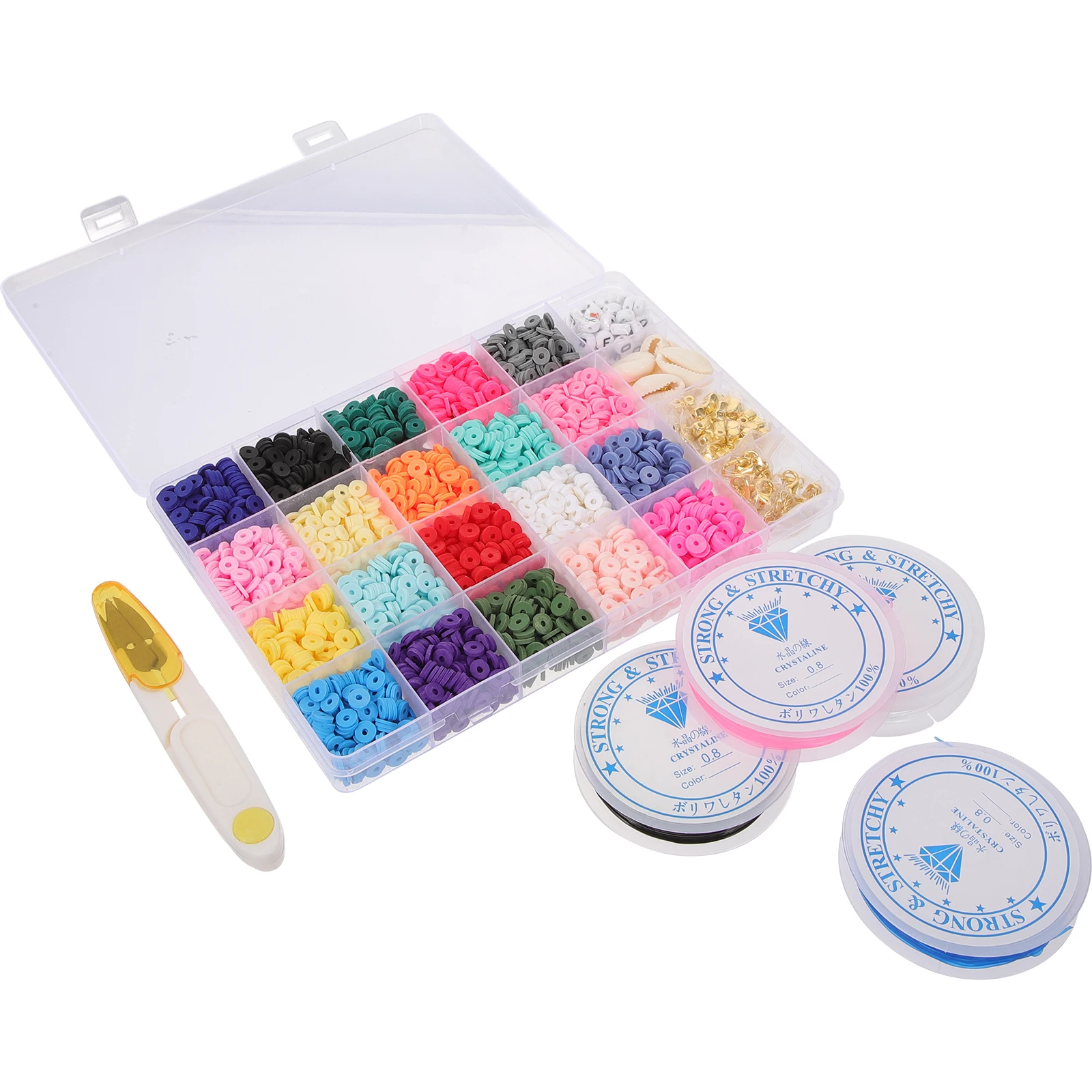 

Clay Beads DIY Kit Bracelet Making Accessories Flat Round Polymer Clay Kit Boho Style Jewelry Craft Adult Girls Set
