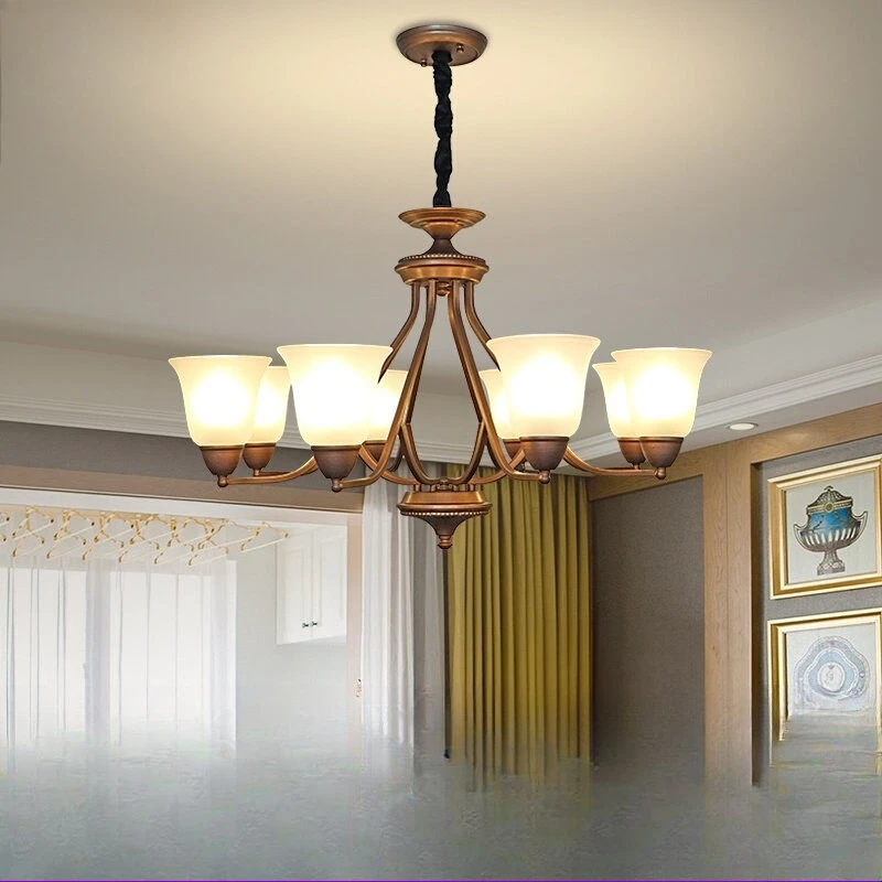 

Новая американская подвесная лампа 2025 года для гостиной, атмосферное освещение для столовой и спальни, винтажные светильники из кованого железа и стекла в деревенском стиле