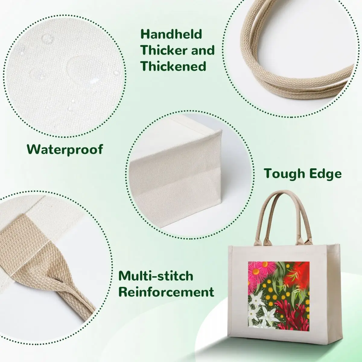 Jackie Austalian Native Flora Artwork Tote Bag canvas tote bags female bag Women's shopping bag