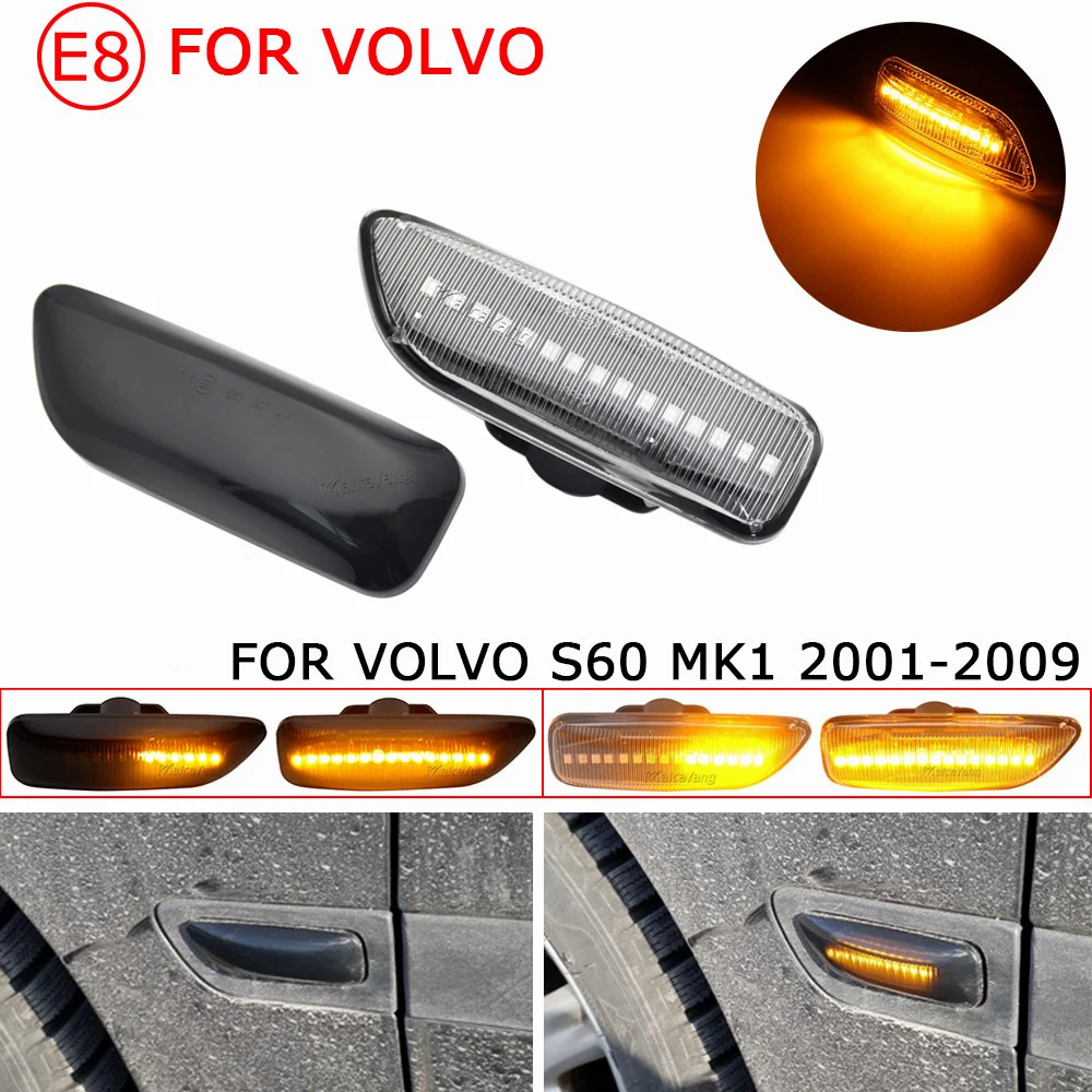 2Pcs Amber LED Side Marker Blinker Turn Signal Light For Volvo XC90 S80 XC70 V70 S60 2001-2009 30722641 3072264