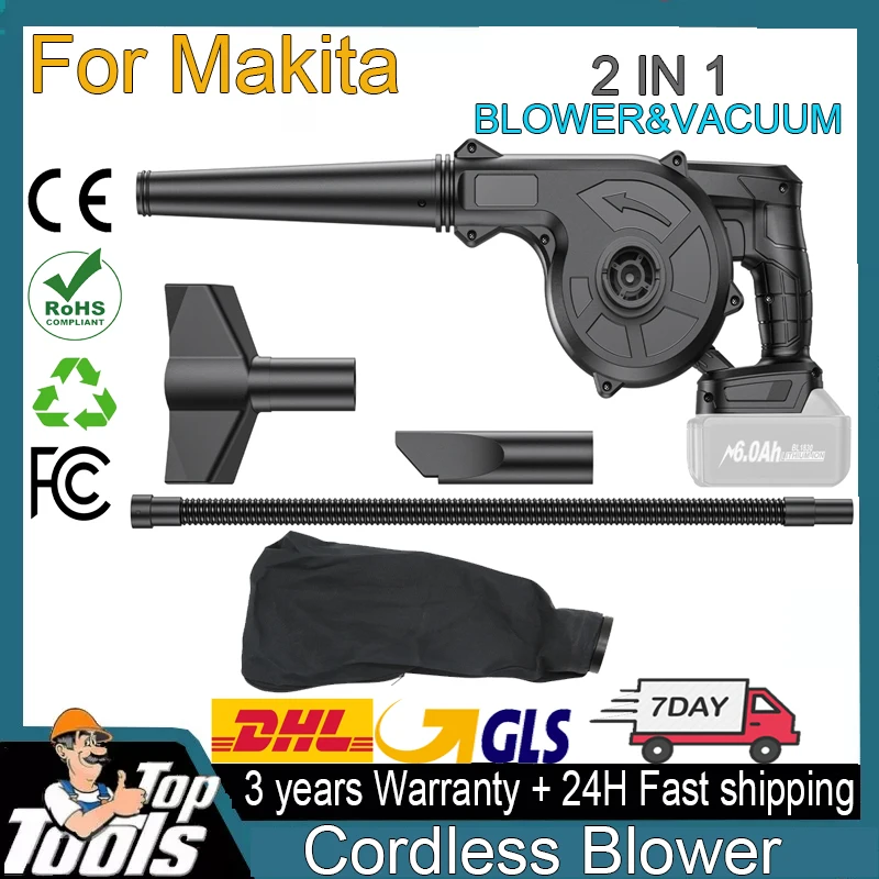 Cordless Blower Air For Makita 18V Tool Battery Blower Air Portable 2 IN 1 Blower and Vacuum For Computer Host Engine Cleaning