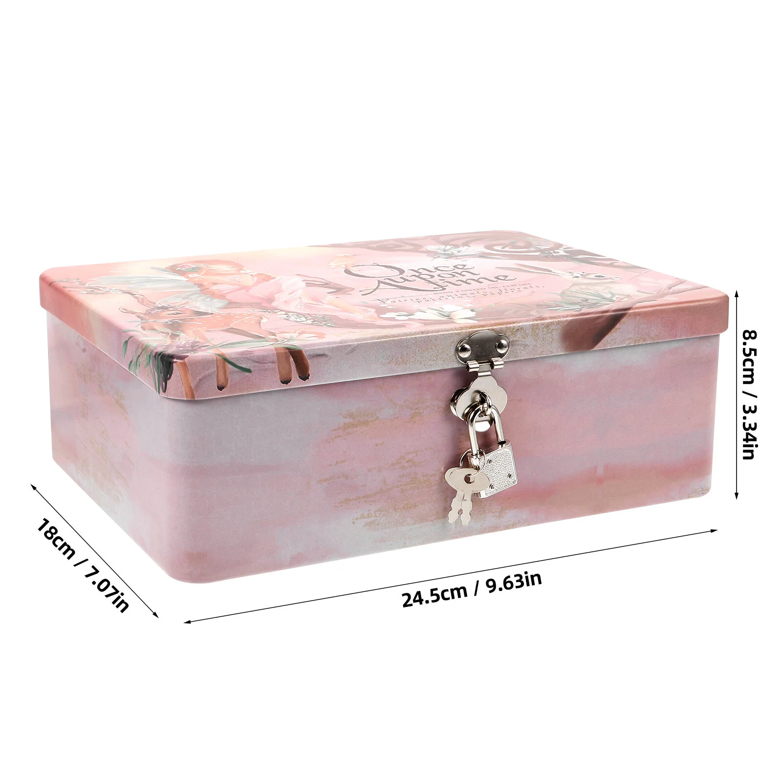 Retro Style Storage Box with Delicate Lock Vintage Pattern Premium Tinplate Organize Clutter and Decorate Your Home