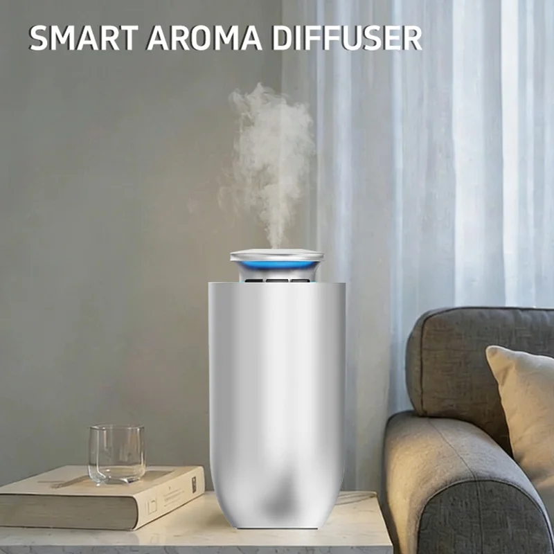 2-in-1 Smart Car Home Aroma Diffuser Bluetooth Metal Air Freshener Type-C Rechargeable Fragrance Machine with Ambient Light Time