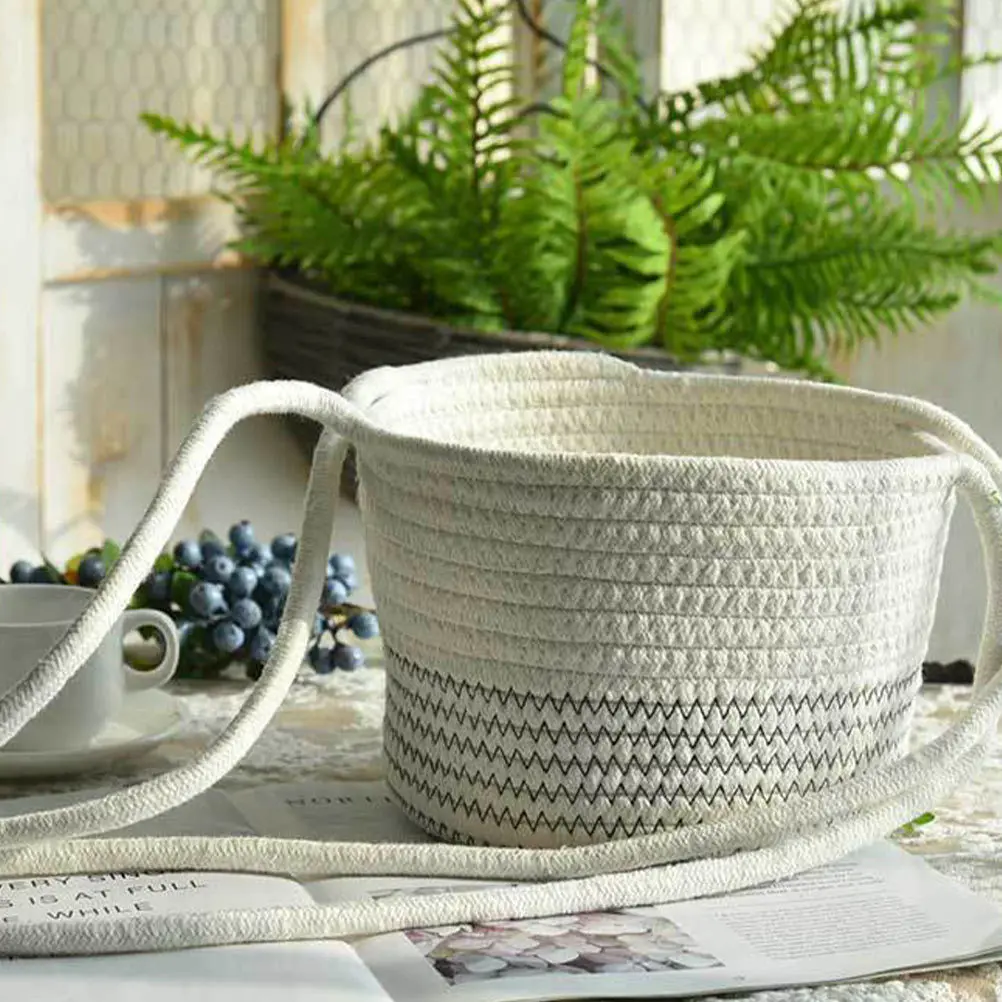 

1Pcs Handwoven Linen Rope Plant Basket Hanging Flower Basket Indoor Planter Decor Storage Organizer for Home Office